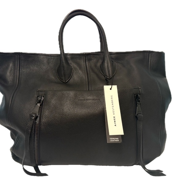 Aimee Kestenberg Let’s Ride Large Convertible Tote Black Leather NWT Dustbag - Picture 7 of 8